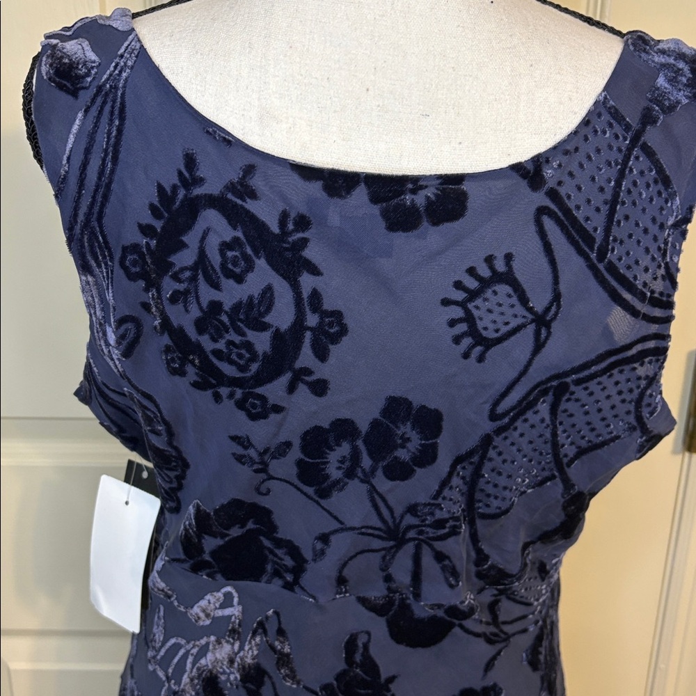 Y2K ECI Velvet Burnout Asymmetrical Top Silk Blend Art Nouveau size 14 NWT - Picture 8 of 12